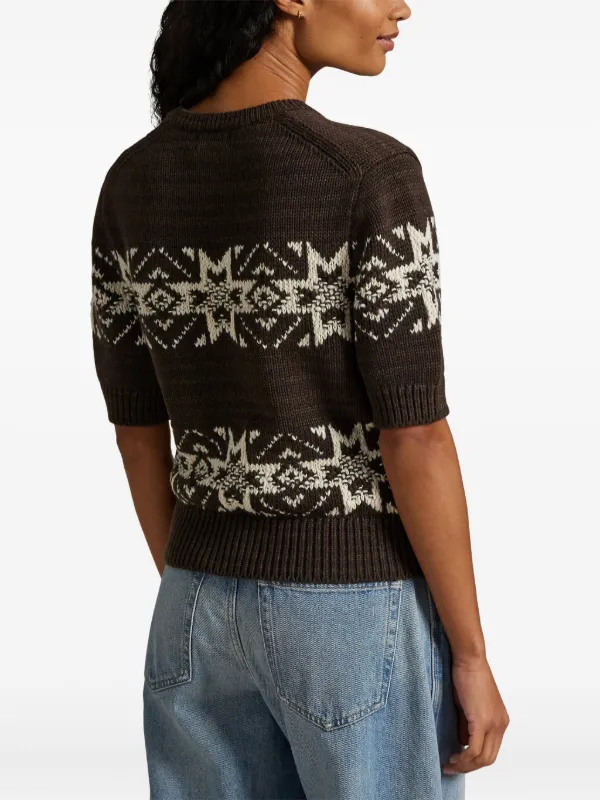 Polo Ralph Lauren Fairisle-pattern V-neck Sweater | Brown