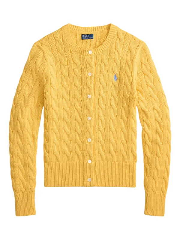 【POLO RALPH LAUREN】 ケーブルニットカーディガン　イエロー　M Polo Ralph Lauren ケーブルニット カーディガン | イエロー