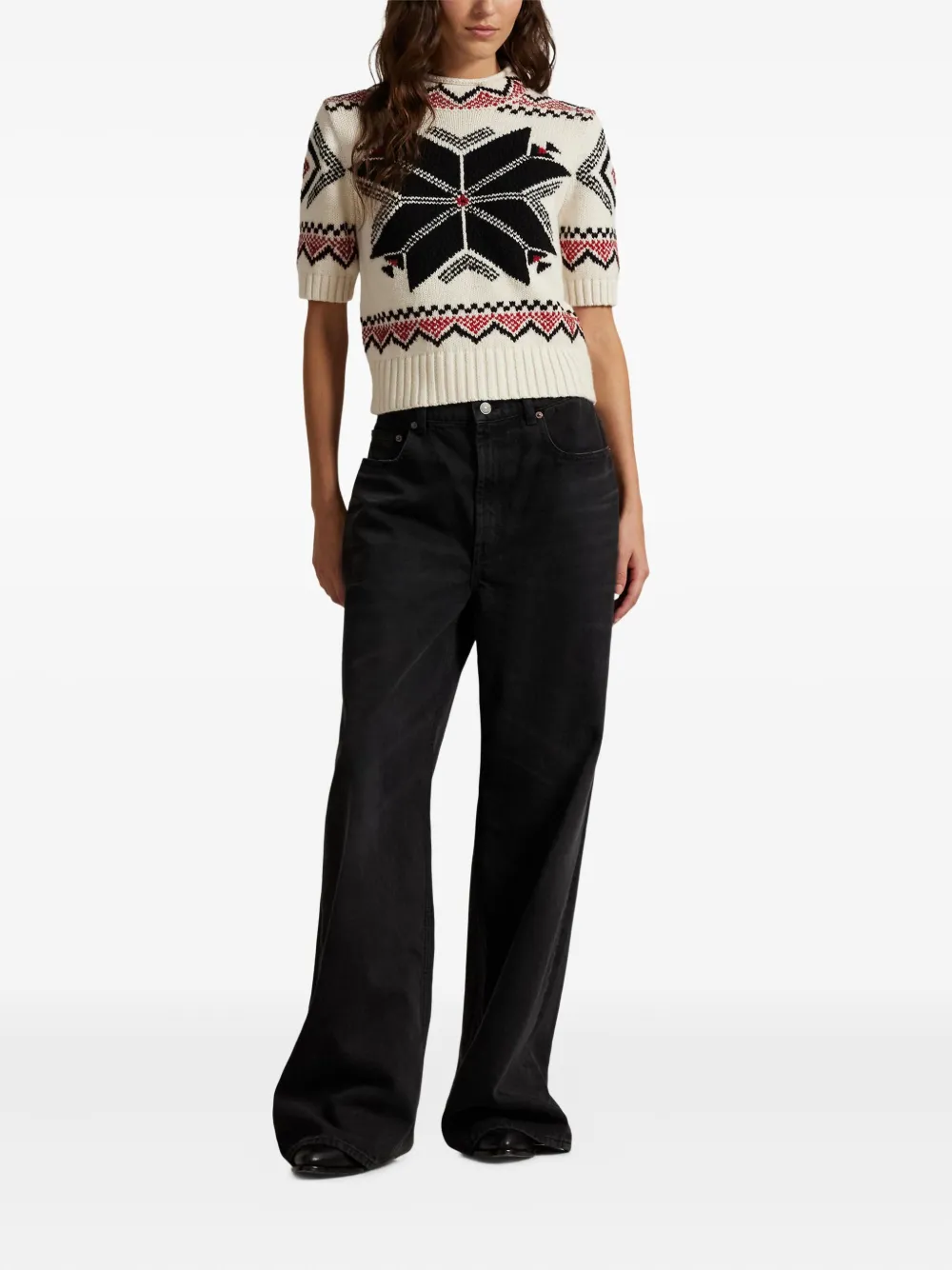 Polo Ralph Lauren Trui met opstaande hals en korte mouwen Wit