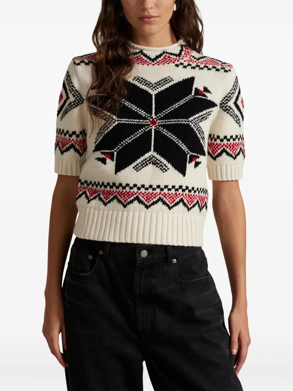 Polo Ralph Lauren Trui met opstaande hals en korte mouwen Wit