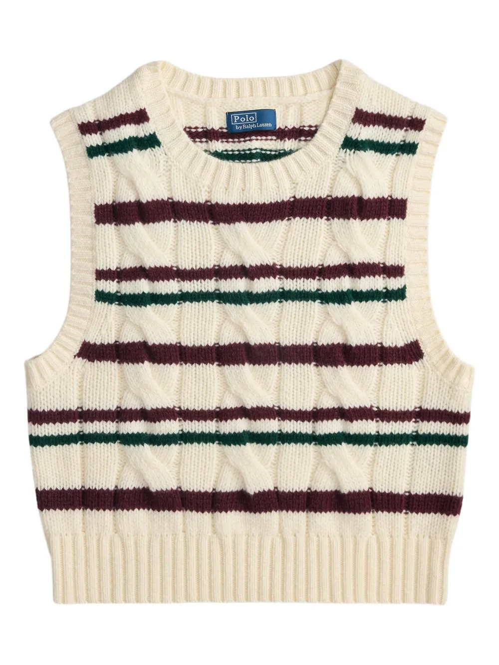 Polo Ralph Lauren cable-knit striped vest | Neutrals | Image 1