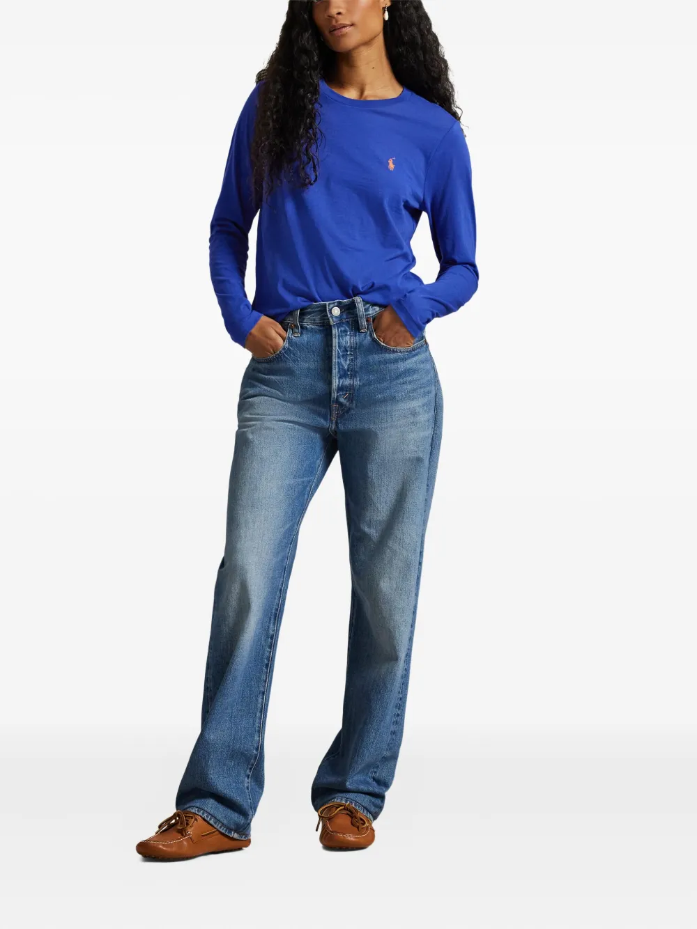 Polo Ralph Lauren T-shirt met lange mouwen en geborduurd logo Blauw