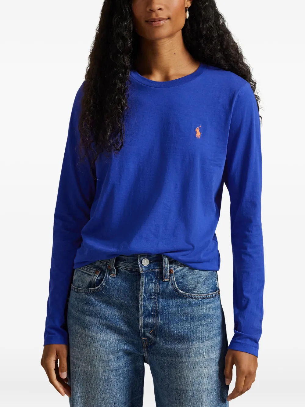 Polo Ralph Lauren T-shirt met lange mouwen en geborduurd logo Blauw
