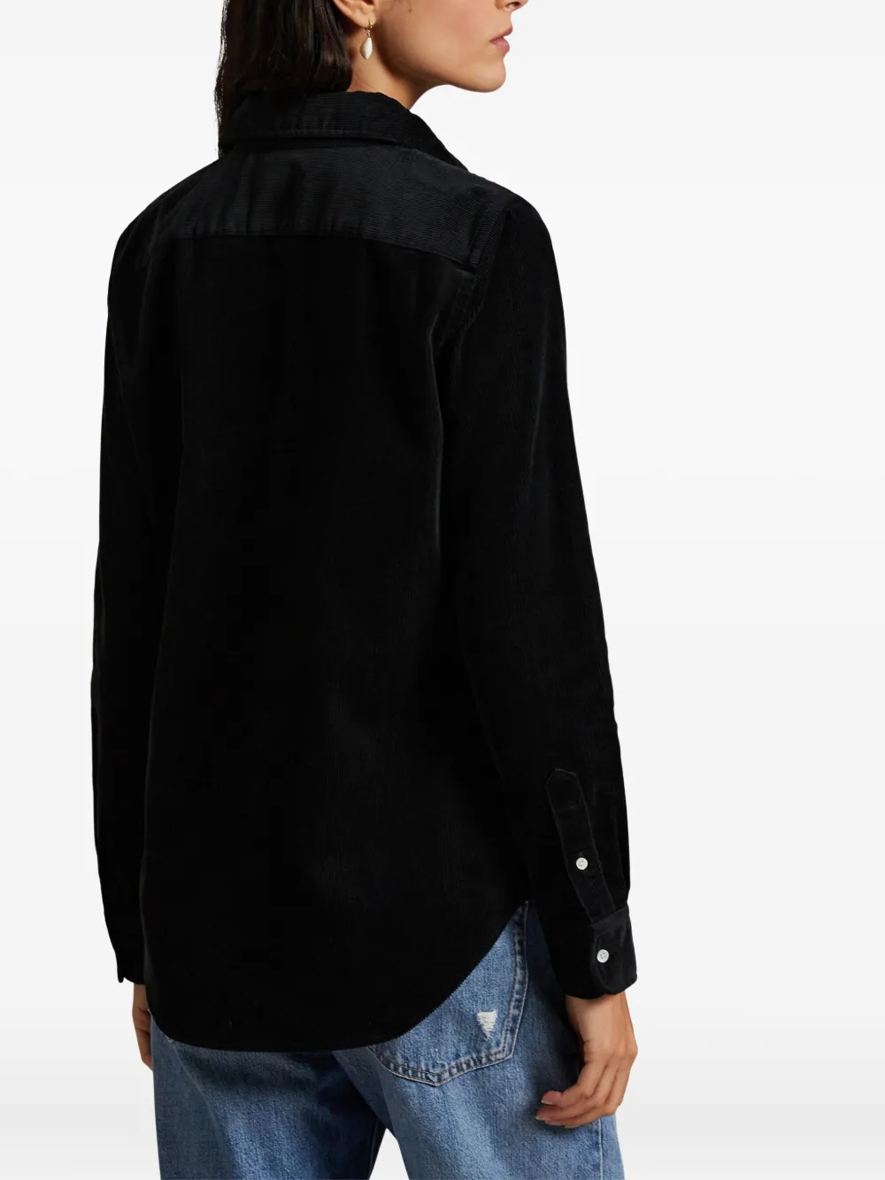 Polo Ralph Lauren Corduroy Long-sleeve Collared Shirt In Black