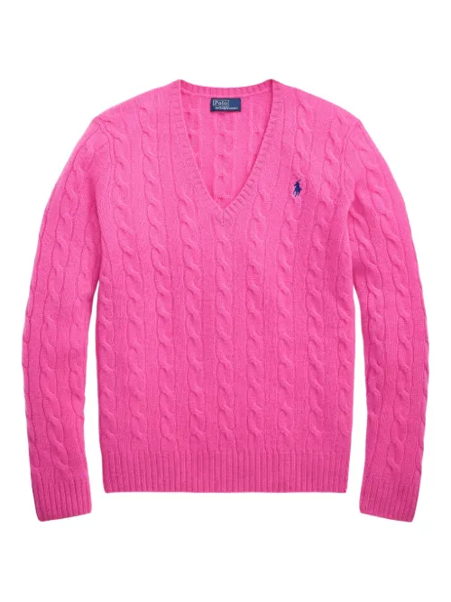 Pull en maille torsadée à col v - Polo Ralph Lauren - Modalova