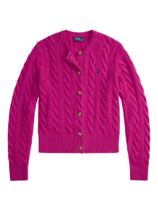 LAUREN Ralph Lauren ケーブルニット カーディガン ピンク ポロ ラルフ ローレン POLO RALPH LAUREN ケーブルニット コットン