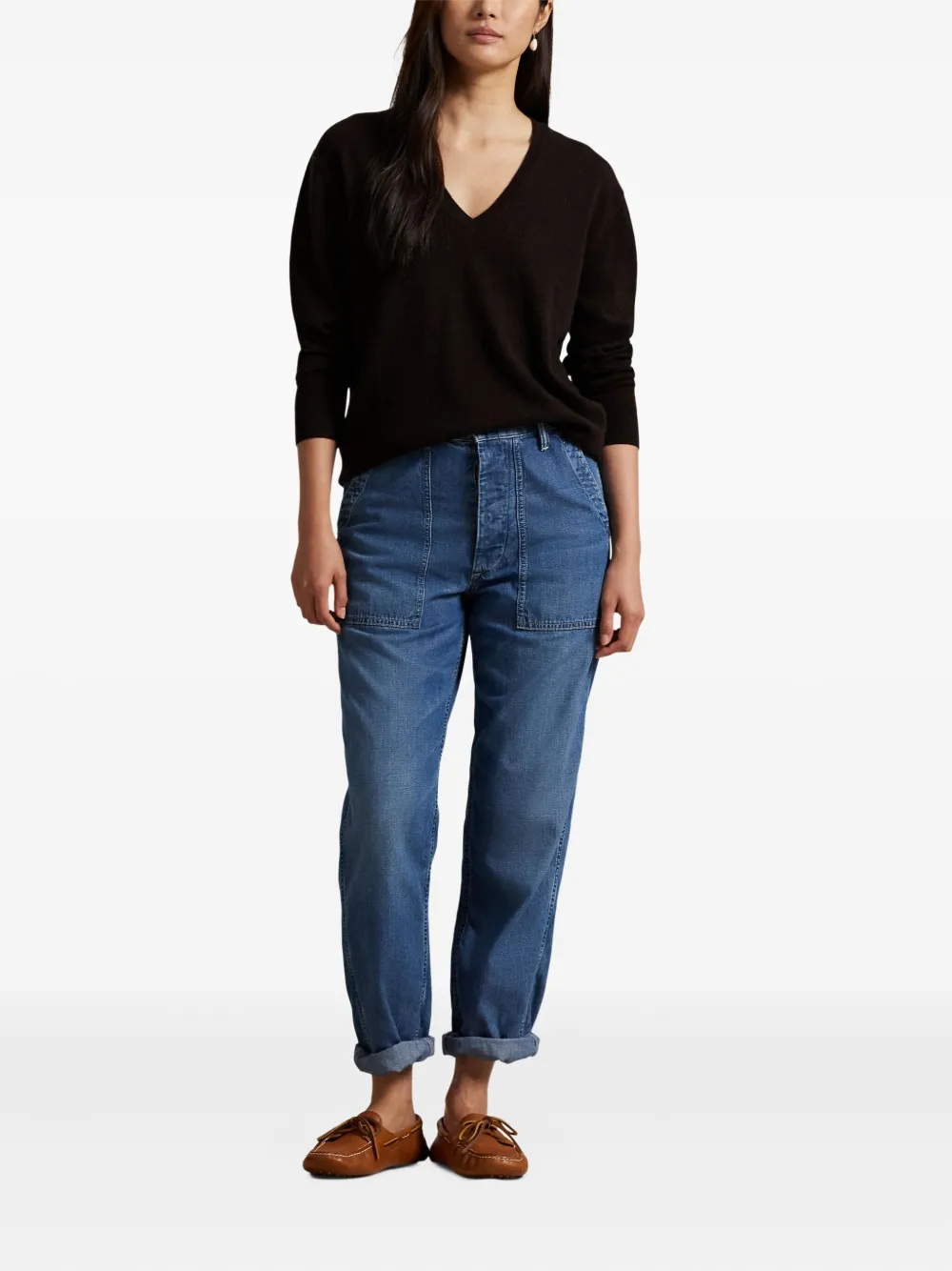 Polo Ralph Lauren V-neck Cashmere Pullover In Brown