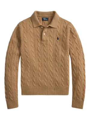 Polo Ralph Lauren cable-knit mock-neck Sweater | Neutrals | FARFETCH
