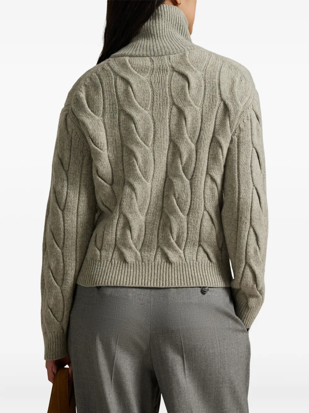 Polo Ralph Lauren Cable-knit Turtleneck Cardigan In Neutral