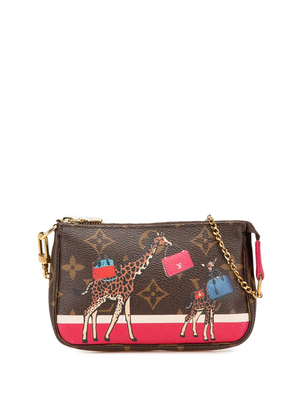 Louis Vuitton Pre-Owned 2017 Monogram Giraffe Christmas Mini Pochette Accessoires handbag | Brown | Image 1
