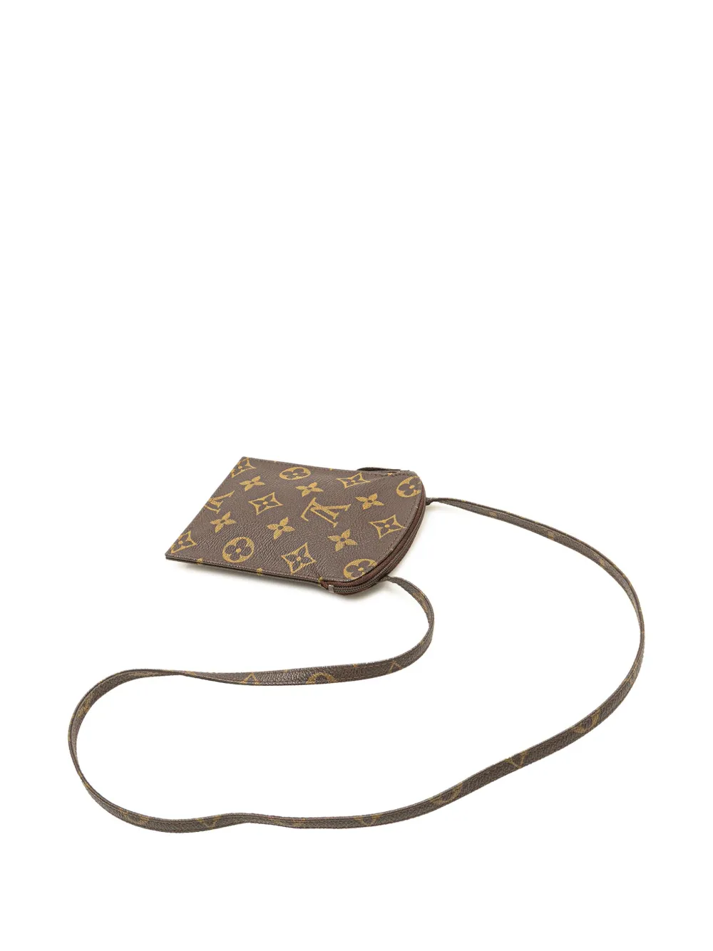 Pre-owned Louis Vuitton 1995 Monogram Pochette Secret Passport Holder Crossbody Bag In Brown