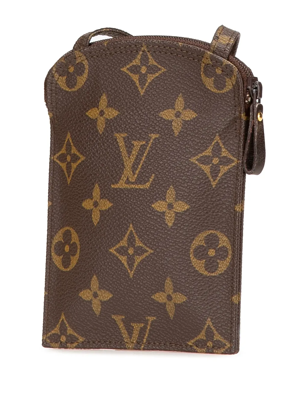 Pre-owned Louis Vuitton 1995 Monogram Pochette Secret Passport Holder Crossbody Bag In Brown