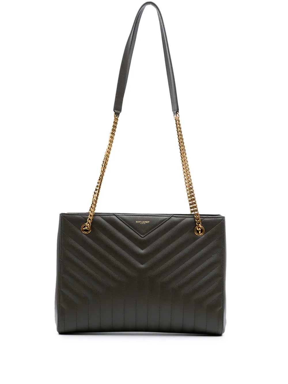 Pre-owned Saint Laurent 2020 Medium Grain De Poudre Chevron Tribeca Shopping Bag Tote Bag