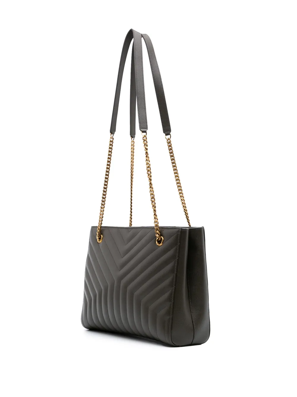 Pre-owned Saint Laurent 2020 Medium Grain De Poudre Chevron Tribeca Shopping Bag Tote Bag