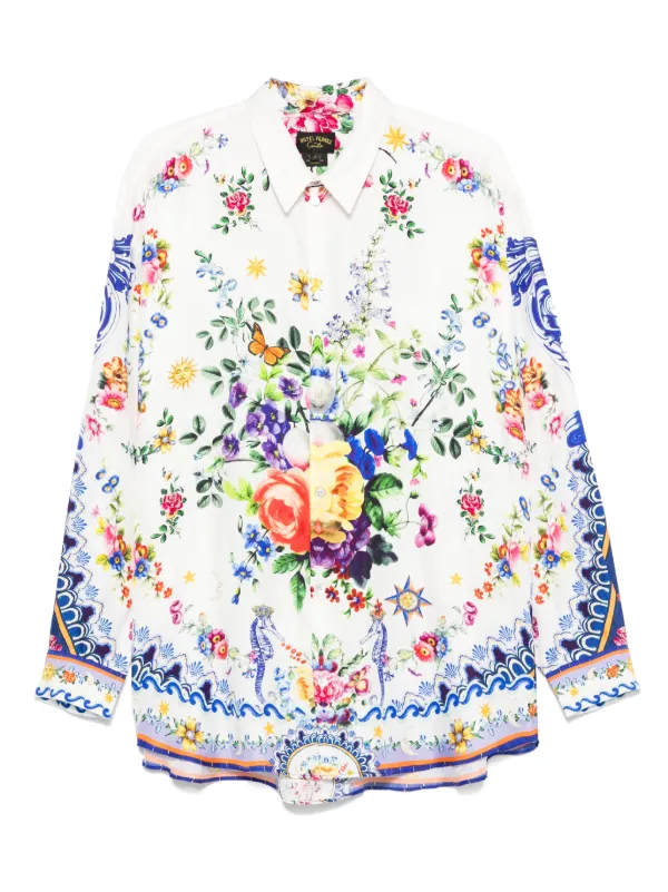 Camilla Long Sleeve Oversized Shirt in White