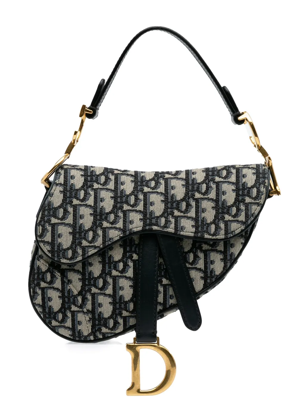 Christian Dior Pre-Owned 2018 Mini Oblique Canvas Saddle Bag satchel | Blue | Image 1