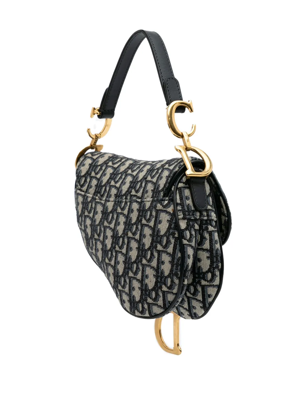 Pre-owned Dior 2018 Mini Oblique Canvas Saddle Bag Satchel