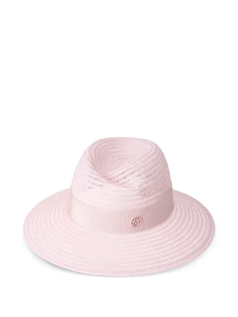 Maison Michel logo-plaque straw hat
