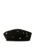 Maison Michel floral-embroidered beret - Black