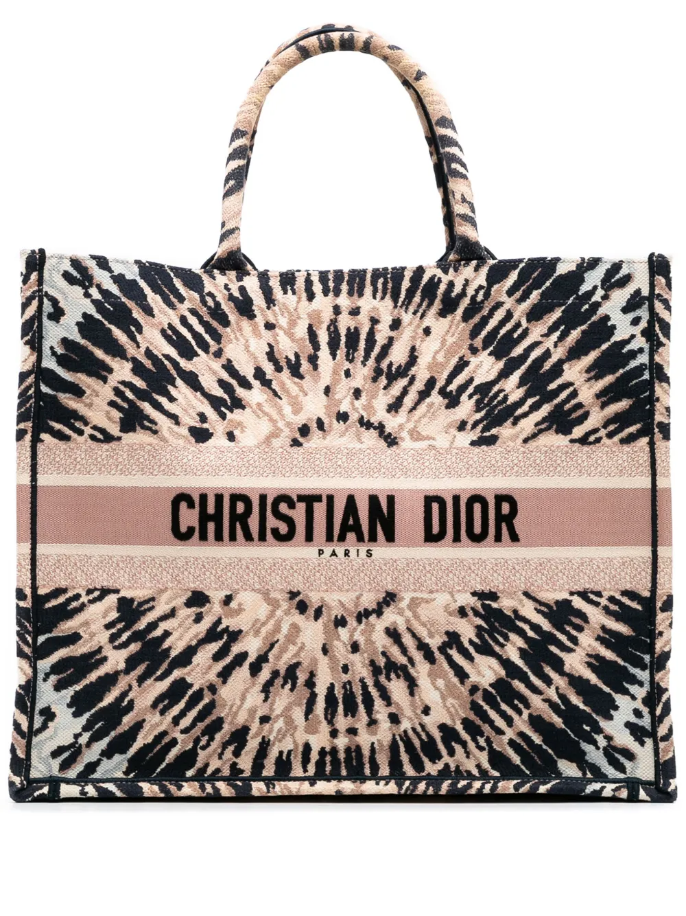 Christian Dior Pre-Owned 2020 ラージ エンブロイダリー キャンバス タイダイ ブックトートバッグ - ブラウン Christian Dior Pre-Owned 2020 ラージ エンブロイダリー キャンバス タイダイ ブックトートバッグ - ブラウン
