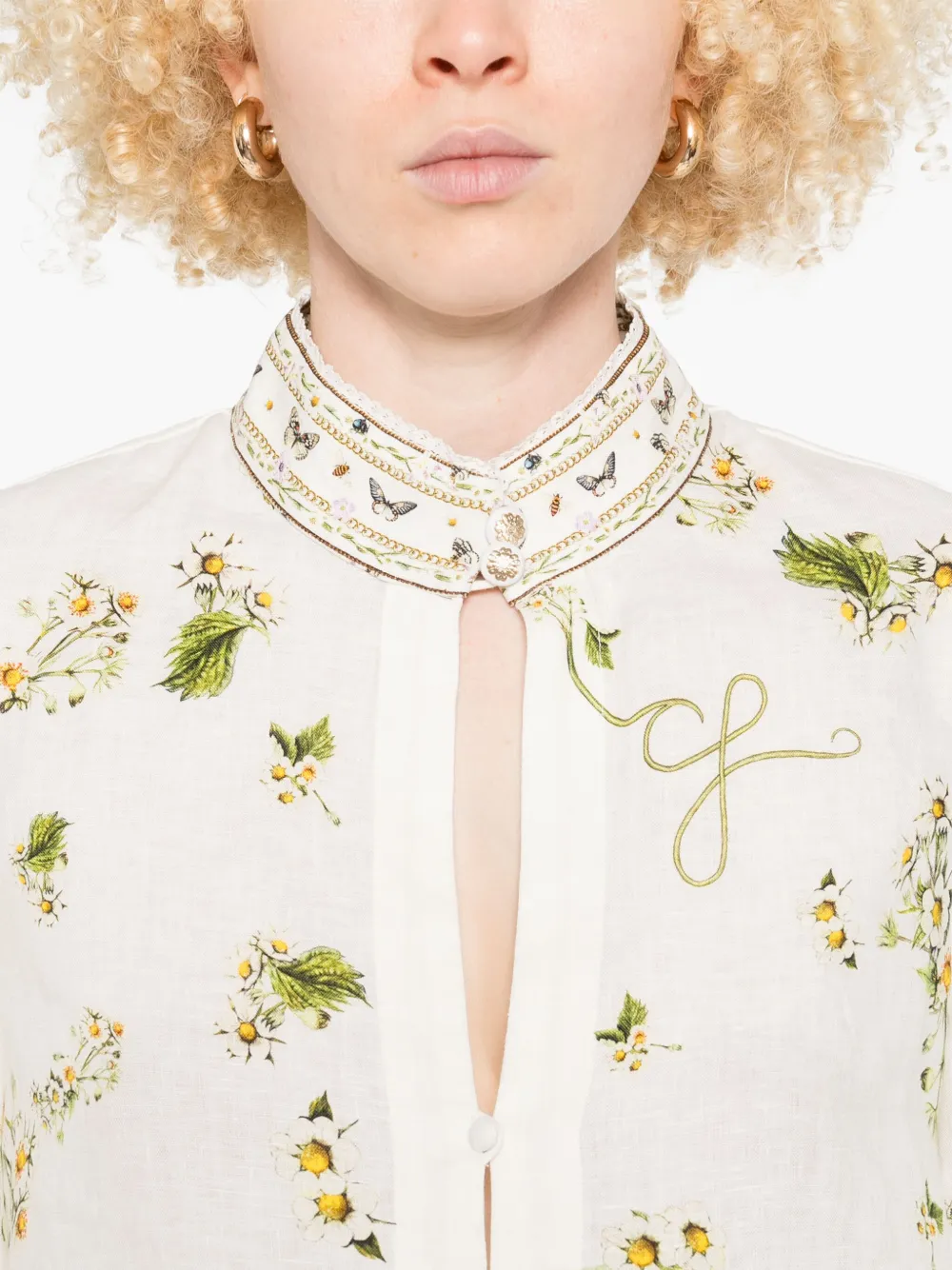 Camilla Blouse met bloemenprint Wit