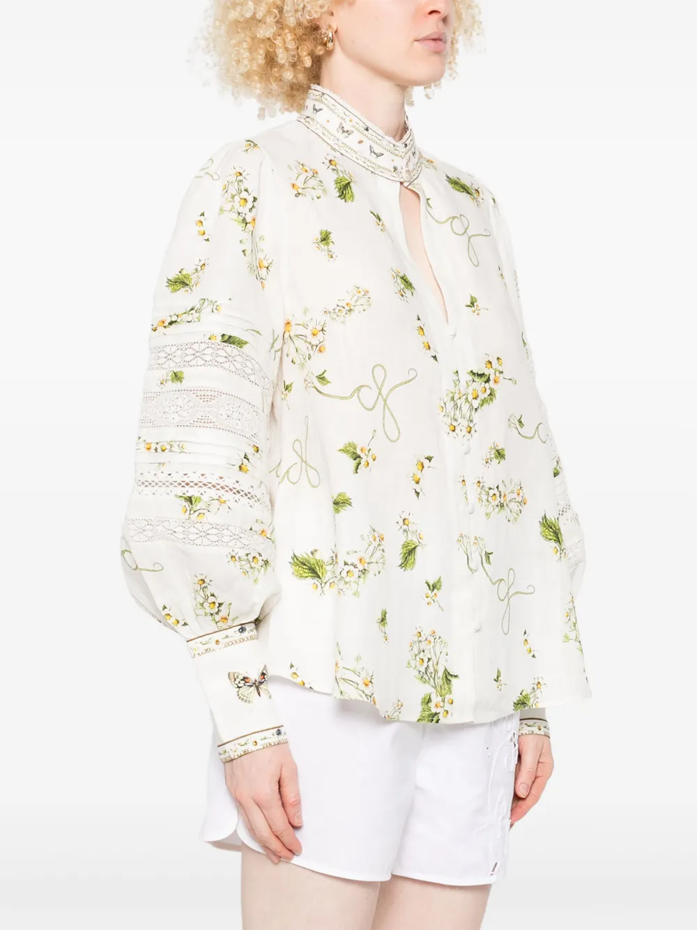 Camilla Blouse met bloemenprint Wit