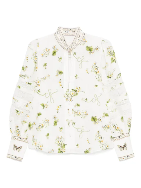 Camilla floral-print linen shirt