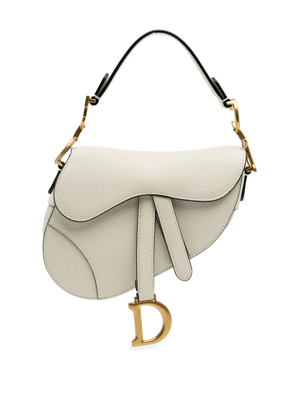 Christian Dior Pre-Owned 2021 ミニ グレインカーフ サドル サッチェルバッグ - ホワイト Christian Dior Pre-Owned 2021 ミニ グレインカーフ サドル サッチェルバッグ - ホワイト