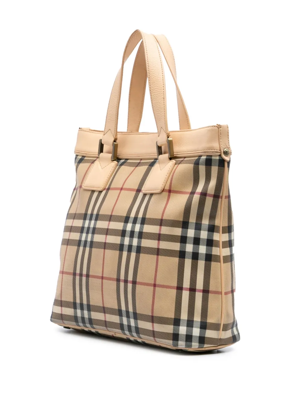 Pre-owned Burberry 2000-2017 House Check Coated Canvas Tote Bag In Brown