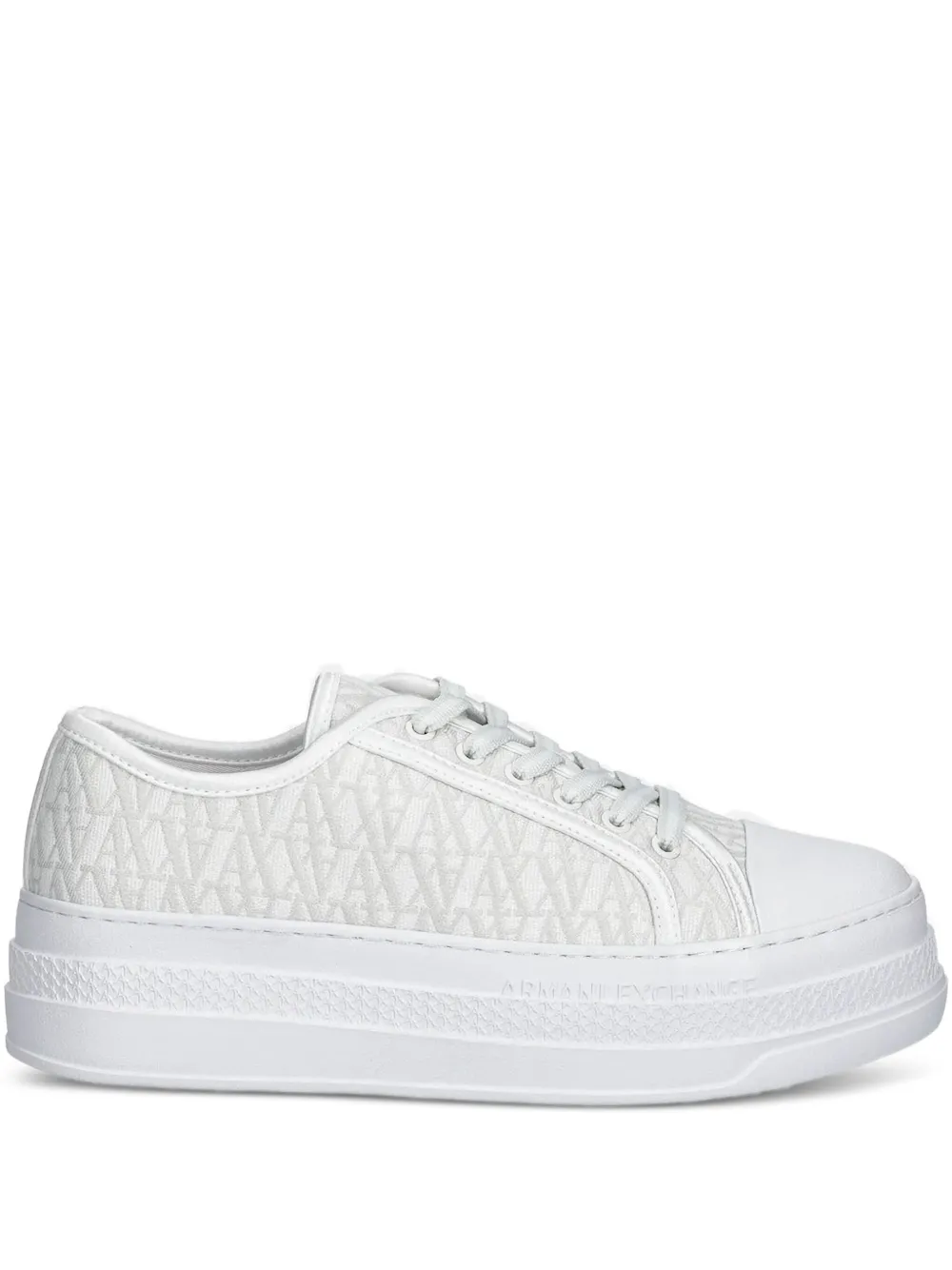 Armani Exchange Sneakers met logopatroon en plateauzool Wit