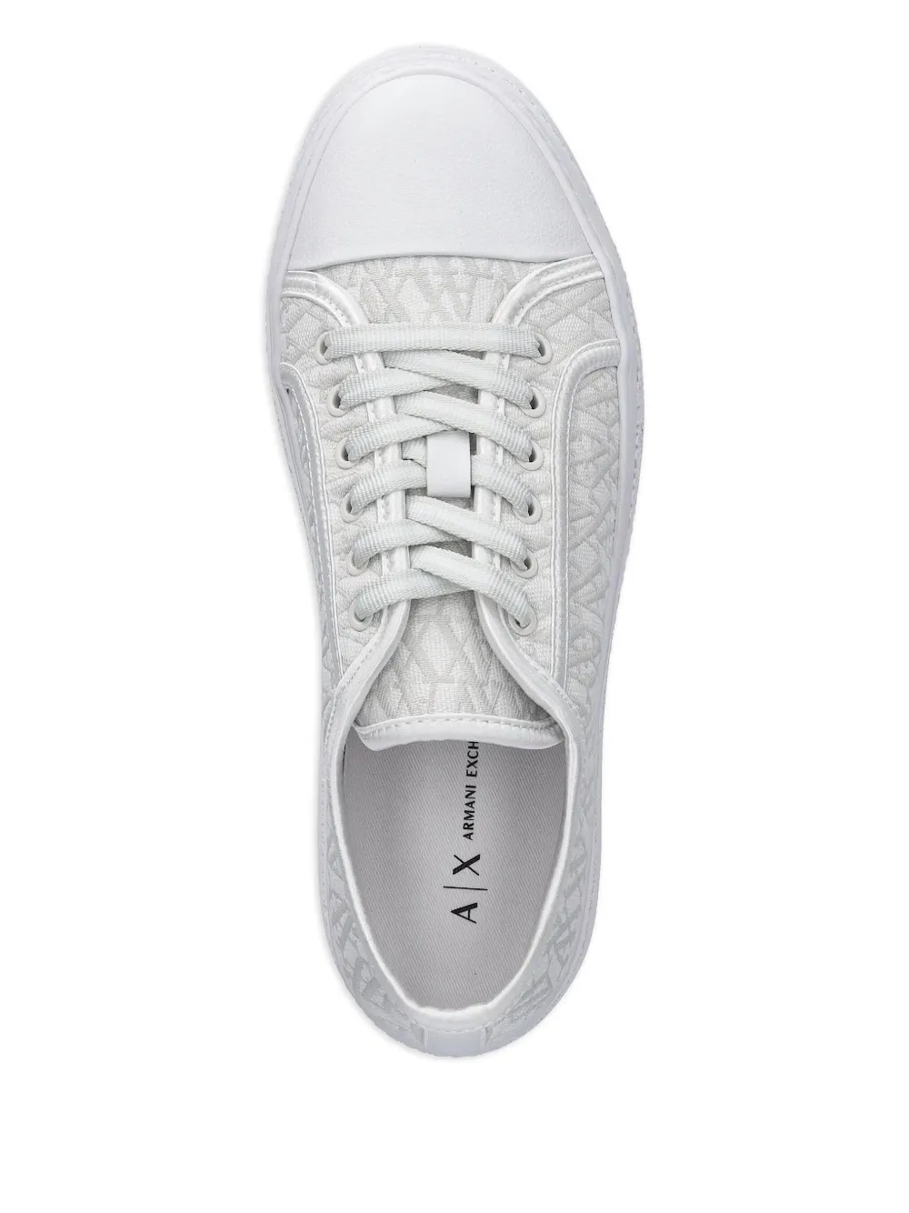 Armani Exchange Sneakers met logopatroon en plateauzool - Wit