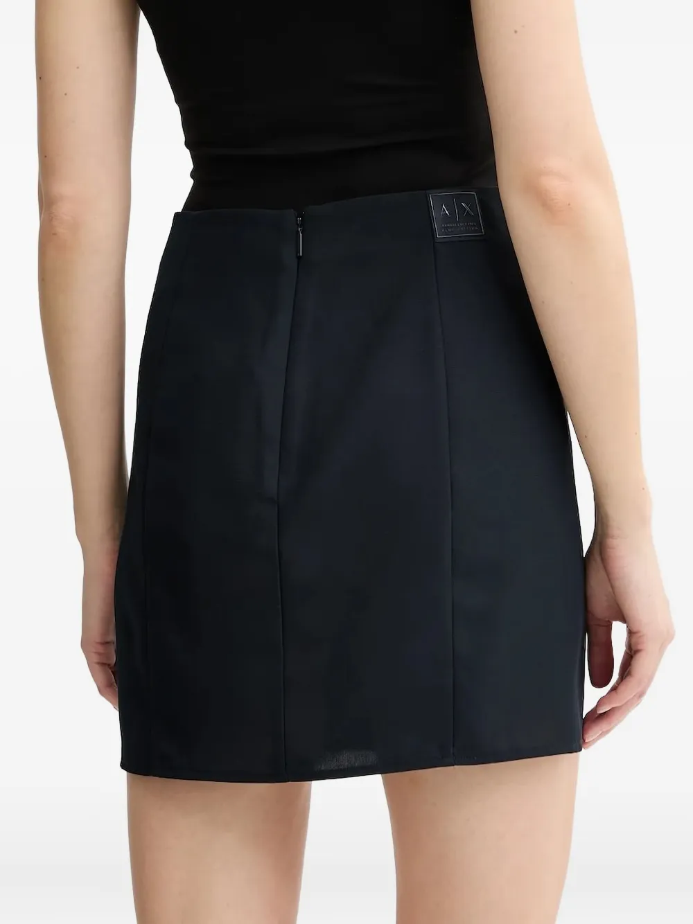 Armani Exchange Logo-patch Mini Skirt In Blue