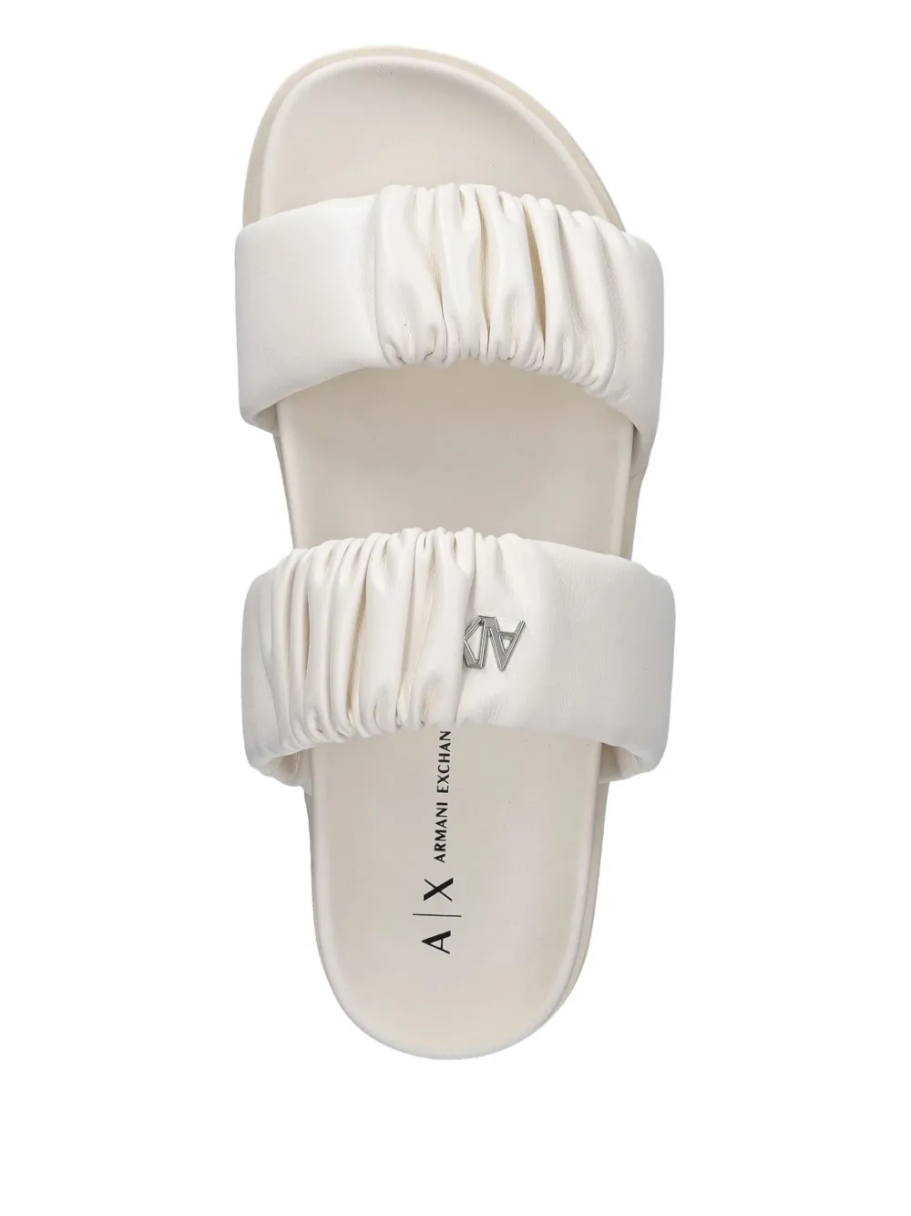 Armani Exchange pleated double-strap slides White