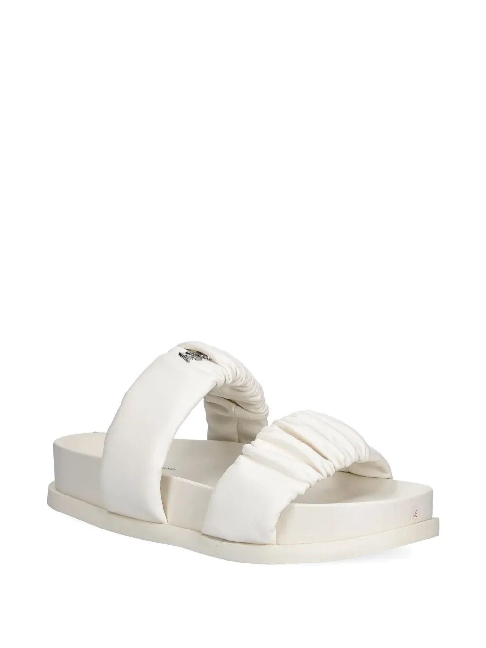 Armani Exchange pleated double-strap slides White