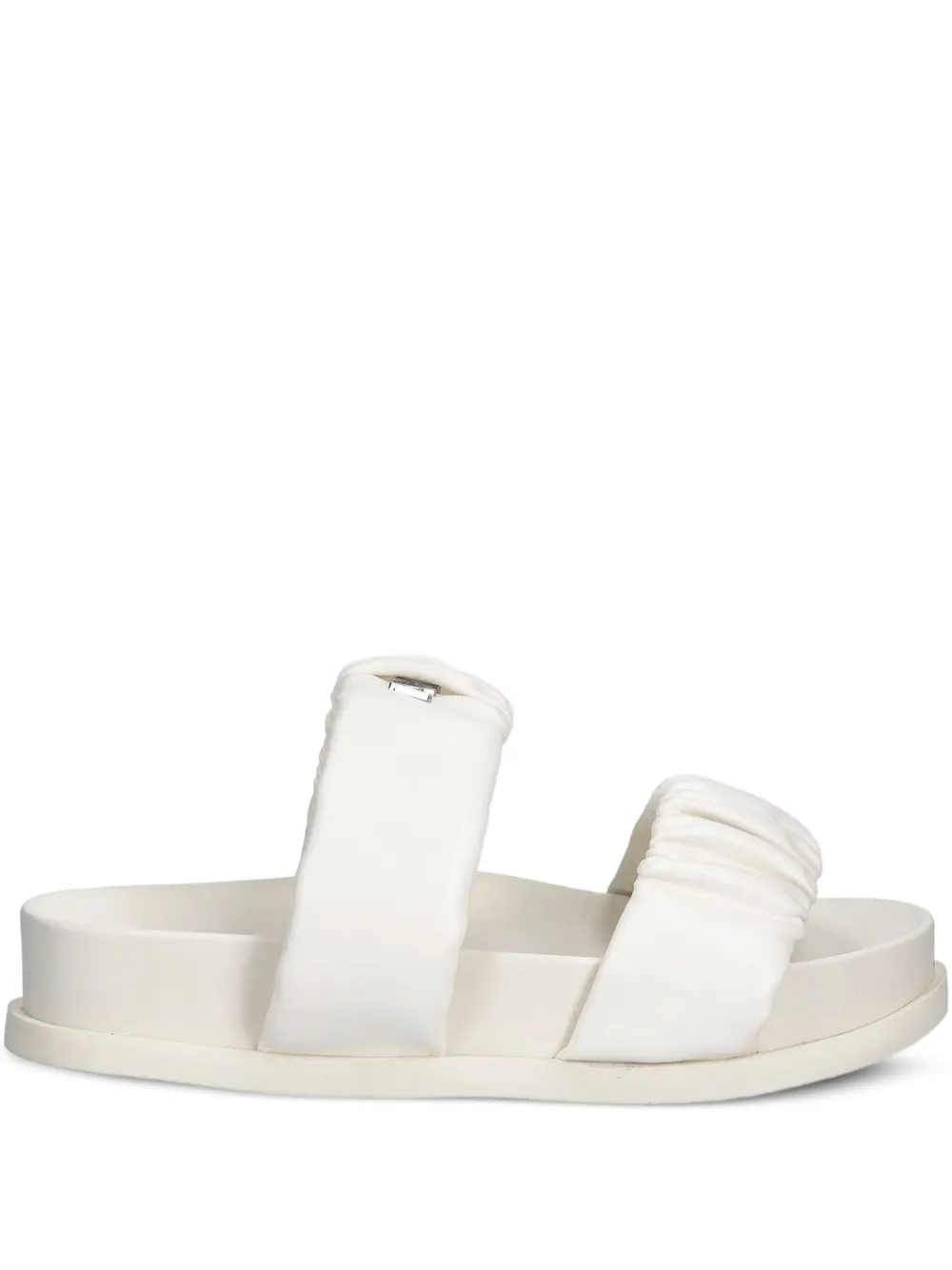 Armani Exchange pleated double-strap slides White