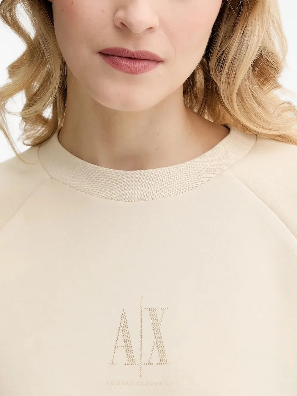Armani Exchange embroidered raglan-sleeve sweatshirt Beige