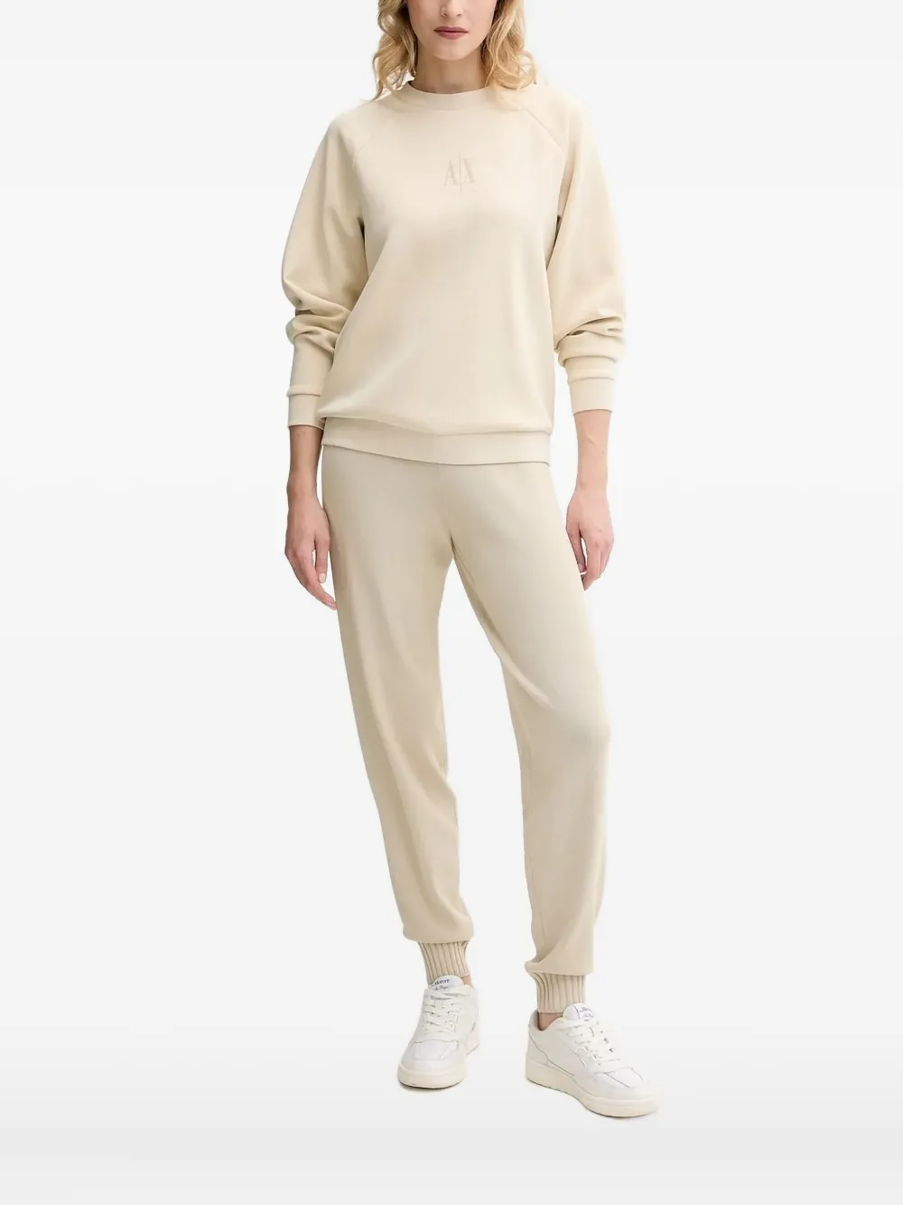 Armani Exchange Embroidered Raglan-sleeve Sweatshirt In Neutral