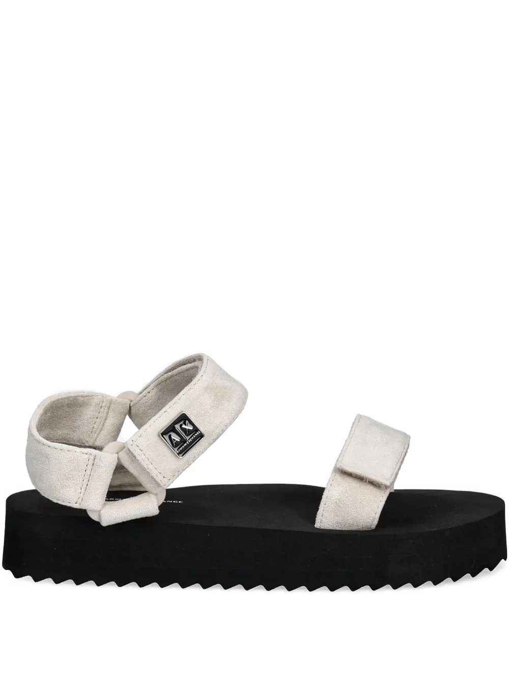 Armani Exchange Double-strap Platform Sandals In Metallic