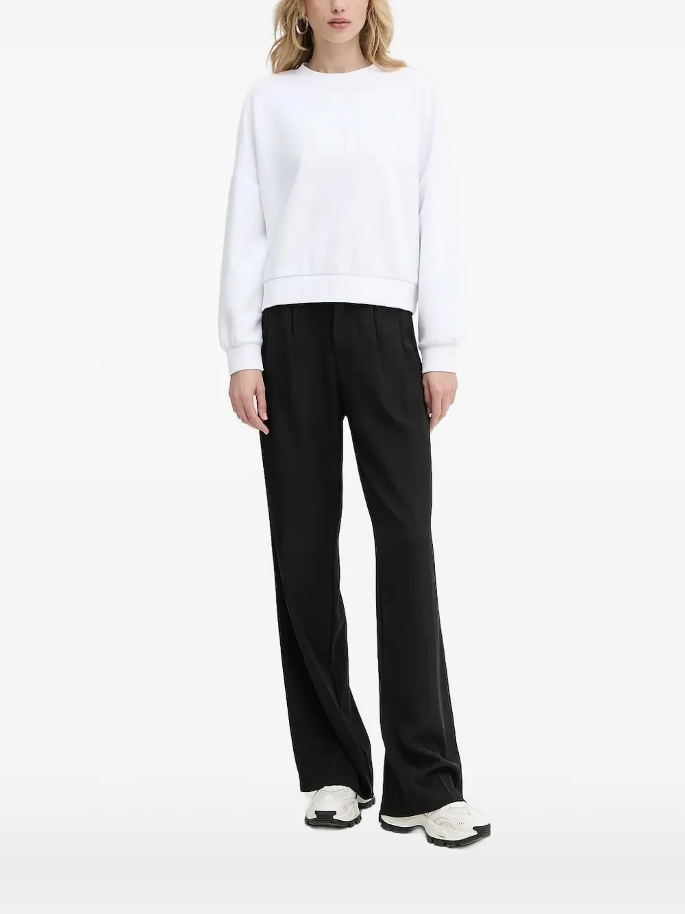 Armani Exchange Graphic-print Crew-neck Sweatshirt In White