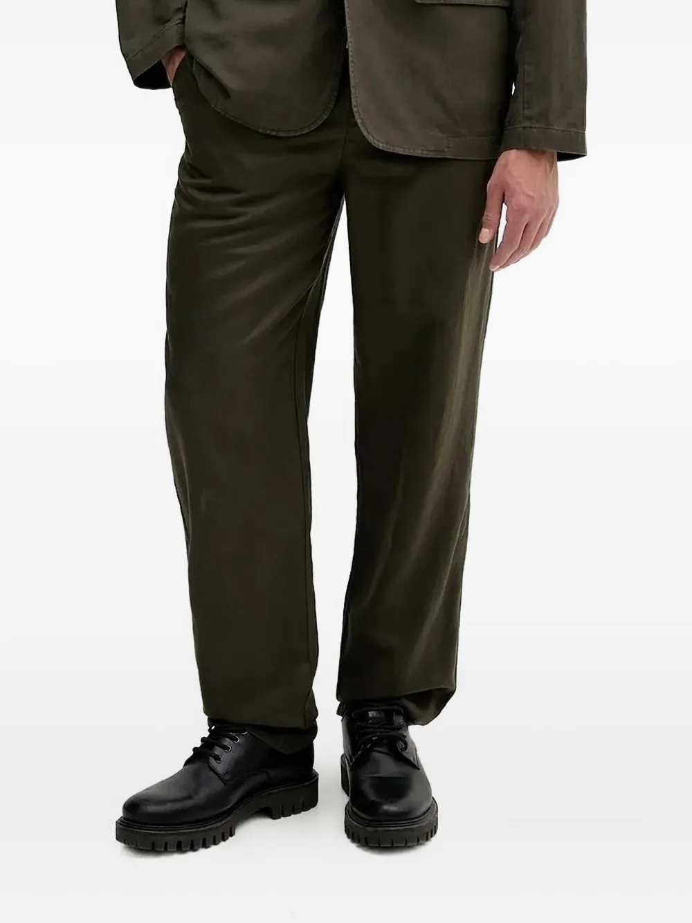 Armani Exchange elasticated-waist straight-leg trousers | Green | Image 1