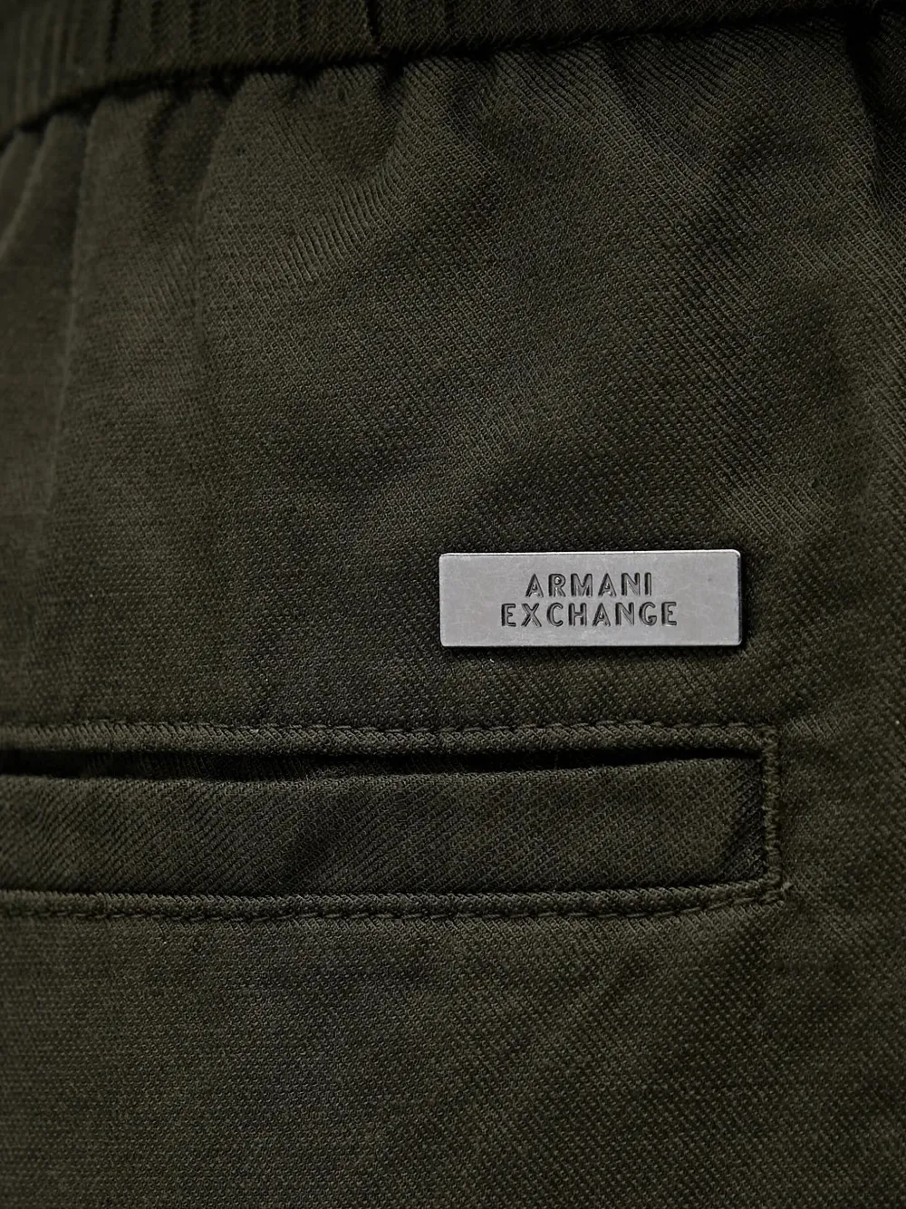 Armani Exchange Elasticated-waist Straight-leg Trousers In Green