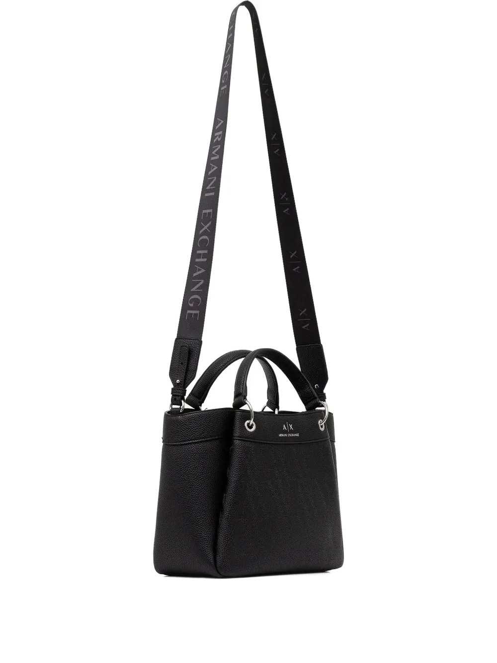 Armani Exchange logo textured handbag Zwart