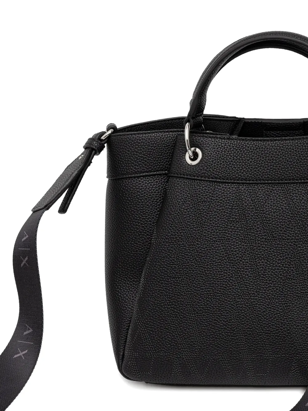 Armani Exchange logo textured handbag Zwart