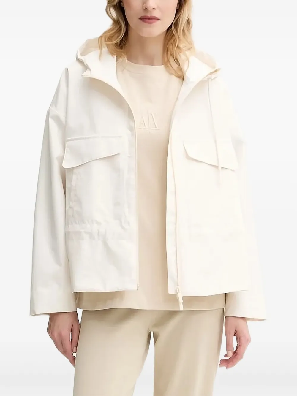 Armani Exchange Jack met capuchon en zak Wit