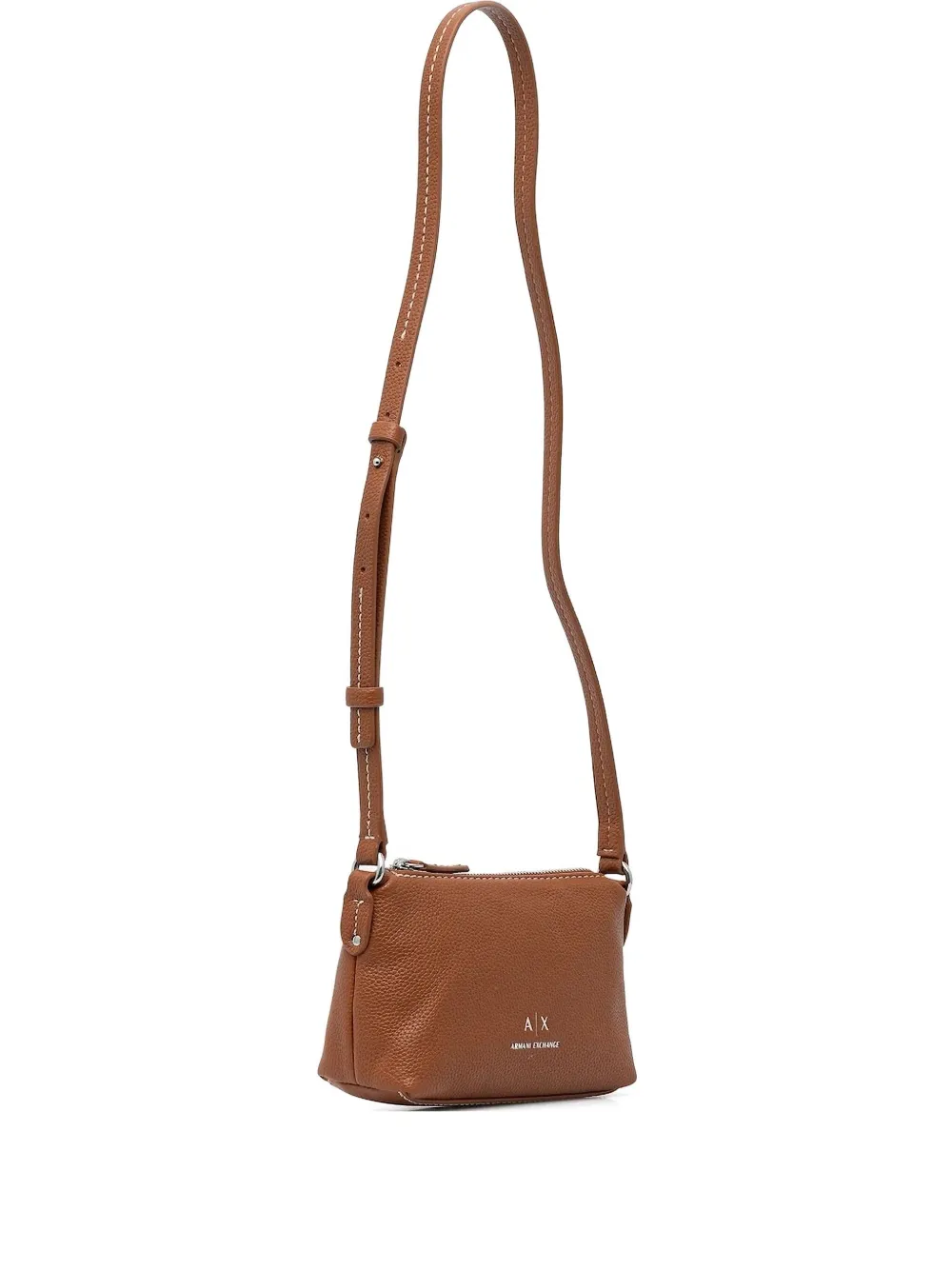 Armani Exchange Mini Zip Cross-body Bag In Brown