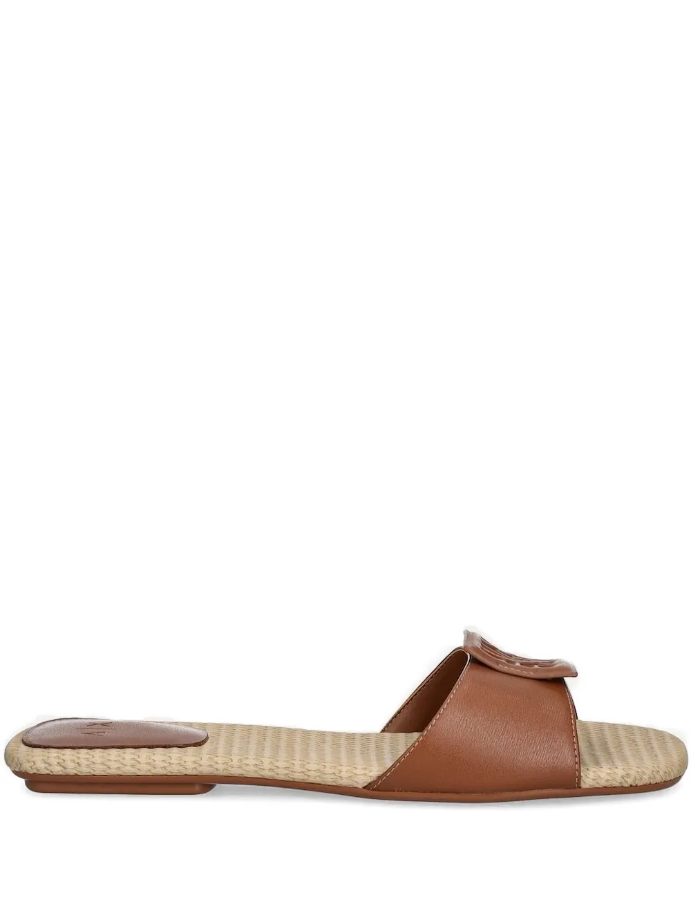 Armani Exchange logo-plaque leather slides Brown