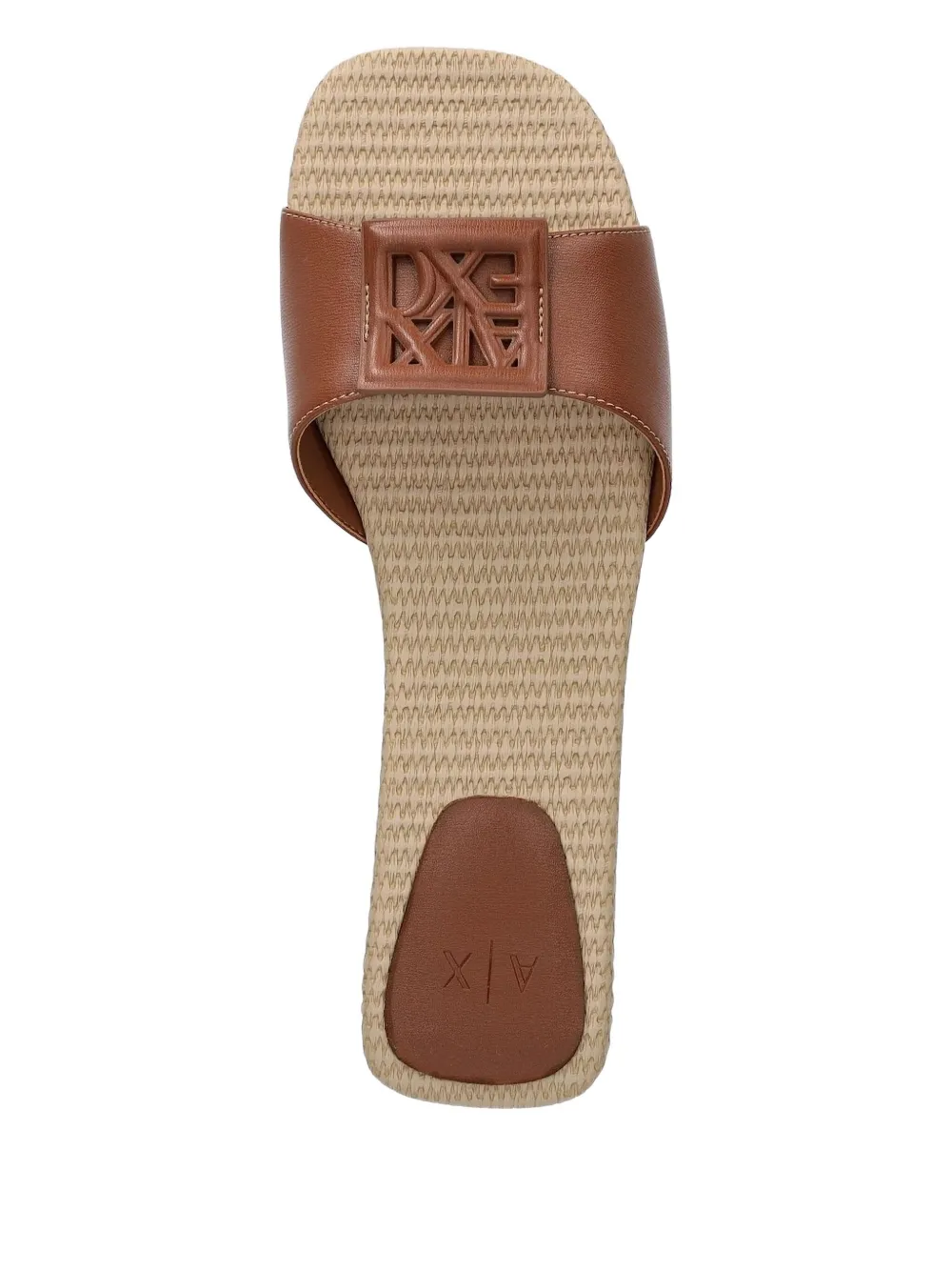 Armani Exchange logo-plaque leather slides Brown