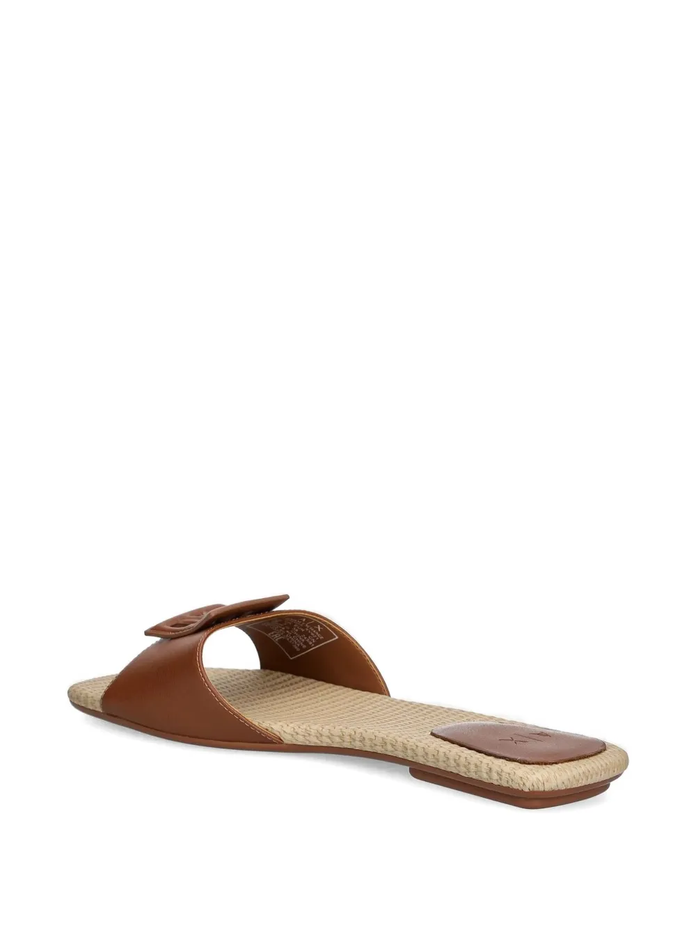 Armani Exchange logo-plaque leather slides Brown
