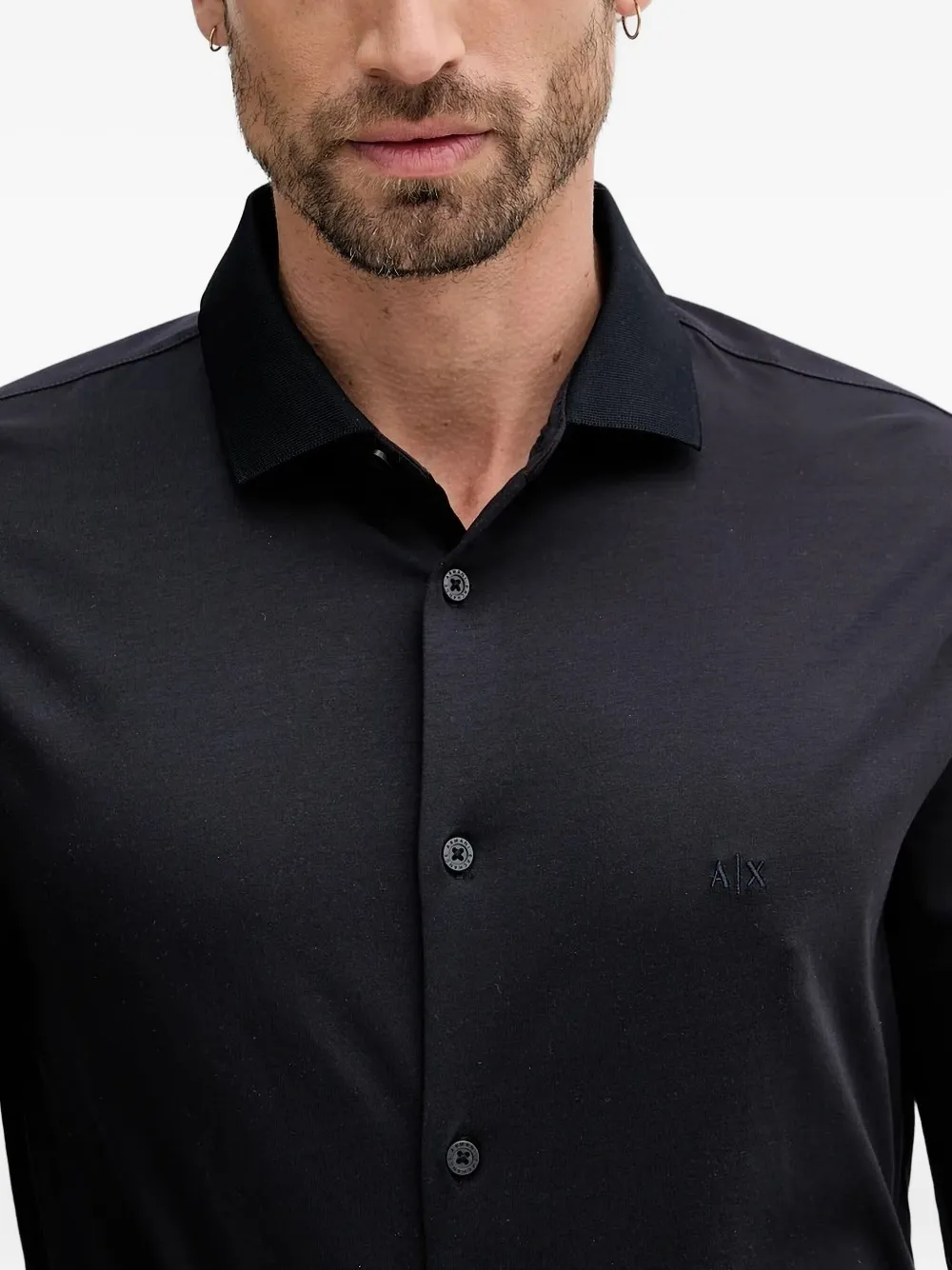 Armani Exchange long-sleeve logo shirt Zwart