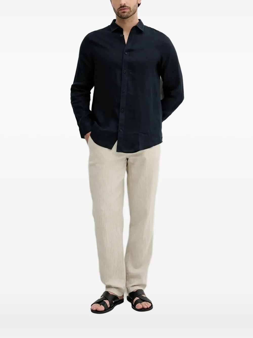 Armani Exchange Linnen overhemd Blauw